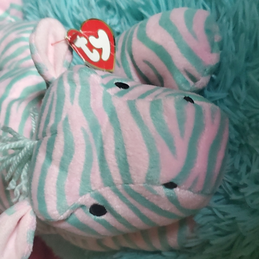 Ty beanie baby teal and light pink 14 in